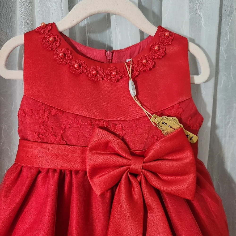 HG Princess Red Lace Girl's Dress, Size 2T, NWT